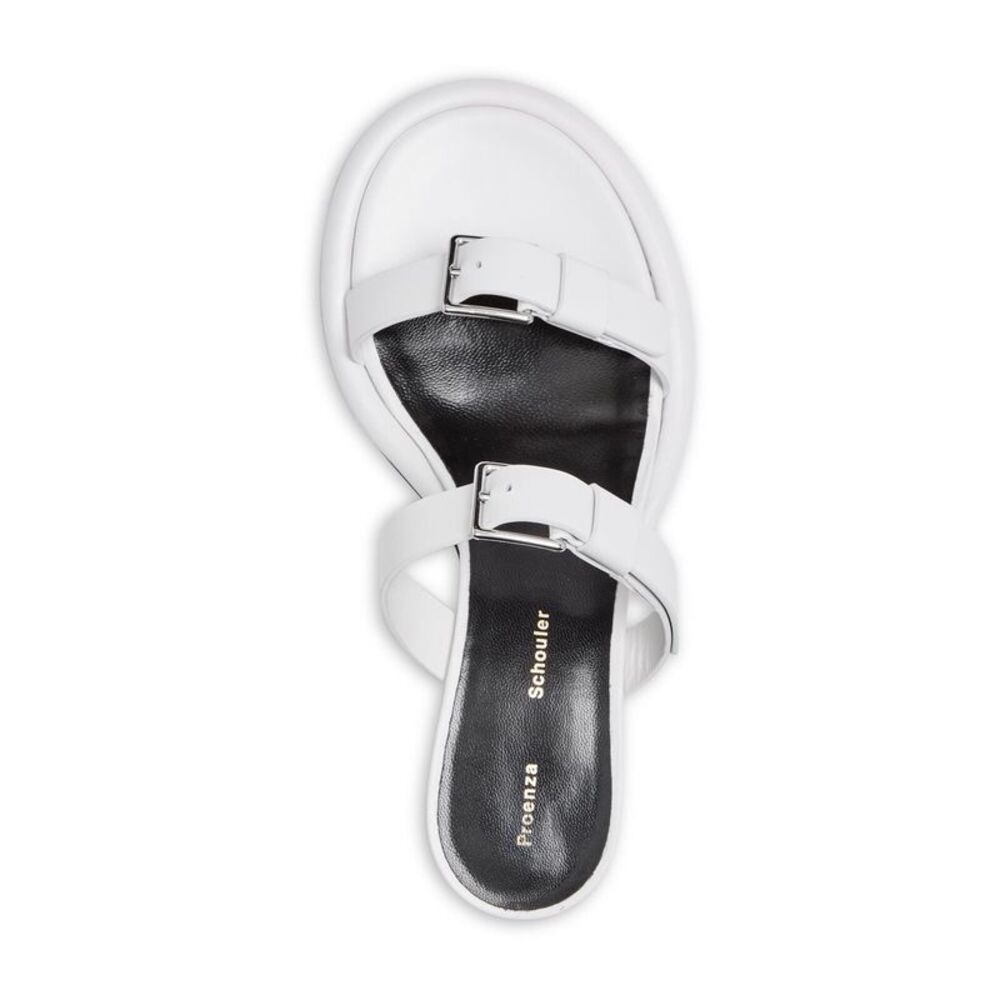 PROENZA SCHOULER Womens White Pipe Kitten Heel Slip On Leather Heeled Sandal 38 - Picture 4 of 4